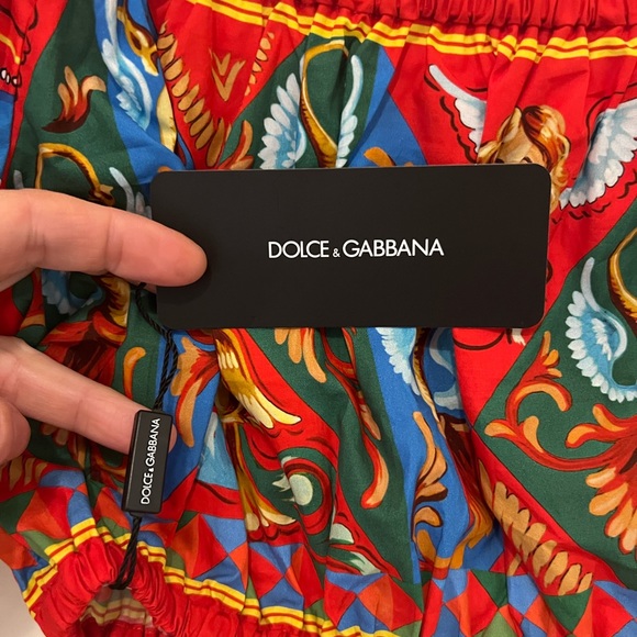 DOLCE & GABBANA CARRETTO PRINT OFF-SHOULDER COTTON CROP TO BRAND NEW TAGS ON - Picture 2 of 11